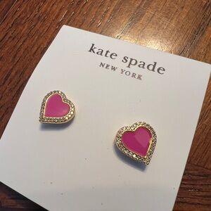Kate Spade Zirconia Gold and Pink Heart Studs